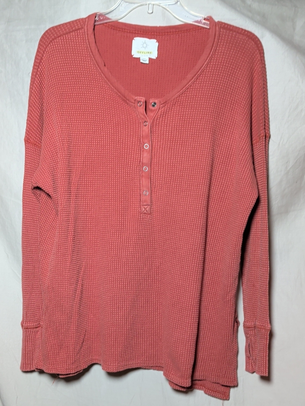 Old Navy Cotton Coral Rose Waffle Henley Sweater Outdoor Hiking Sports